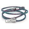 Thick Double/Four Cranberry and Blue Zipper Bracelet and Necklace in One