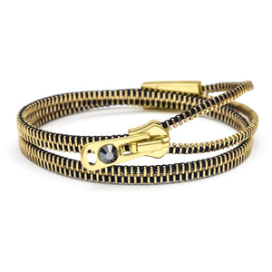 brass zipper bracelet zipped up for 2 strands