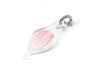 small blown glass charm with  powder pink feather inside